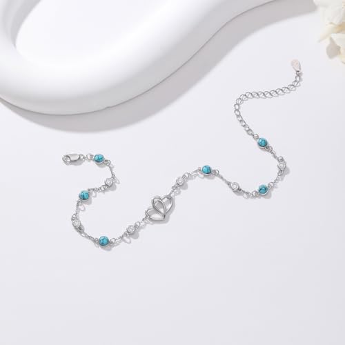 Image of Anklet for Women 925 Sterling Silver Double Infinity Ankle Bracelet Waterproof Summer Jewelry Anniversary Birthday Gifts for Her