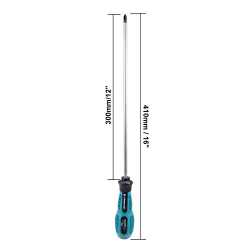 Image of uxcell #2 Phillips Screwdriver 12 Inch Round Shaft Non Slip Comfortable Handle