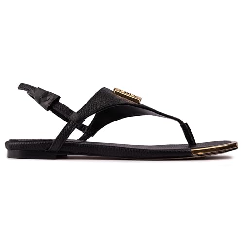 DKNY Flat Sandals, Sandalia Mujer, Negro, 37.5 EU