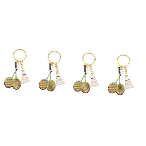 BESPORTBLE 4 Piezas Llavero De Bádminton Juguete Red De Pelota Raqueta Overgrip De Tenis Animar Llavero Rosario Red De Tenis Rugby Bolsa De Tenis Pegatina Murciélago Equipo Metal