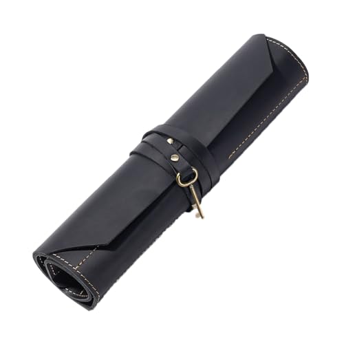 Balidiya Bolsa de ferramentas de couro, bolsa de enrolar com 10 compartimentos, bolsa organizadora de ferramentas resistentes, bolsa de cinzel, bolsa portátil para viagem (preto)
