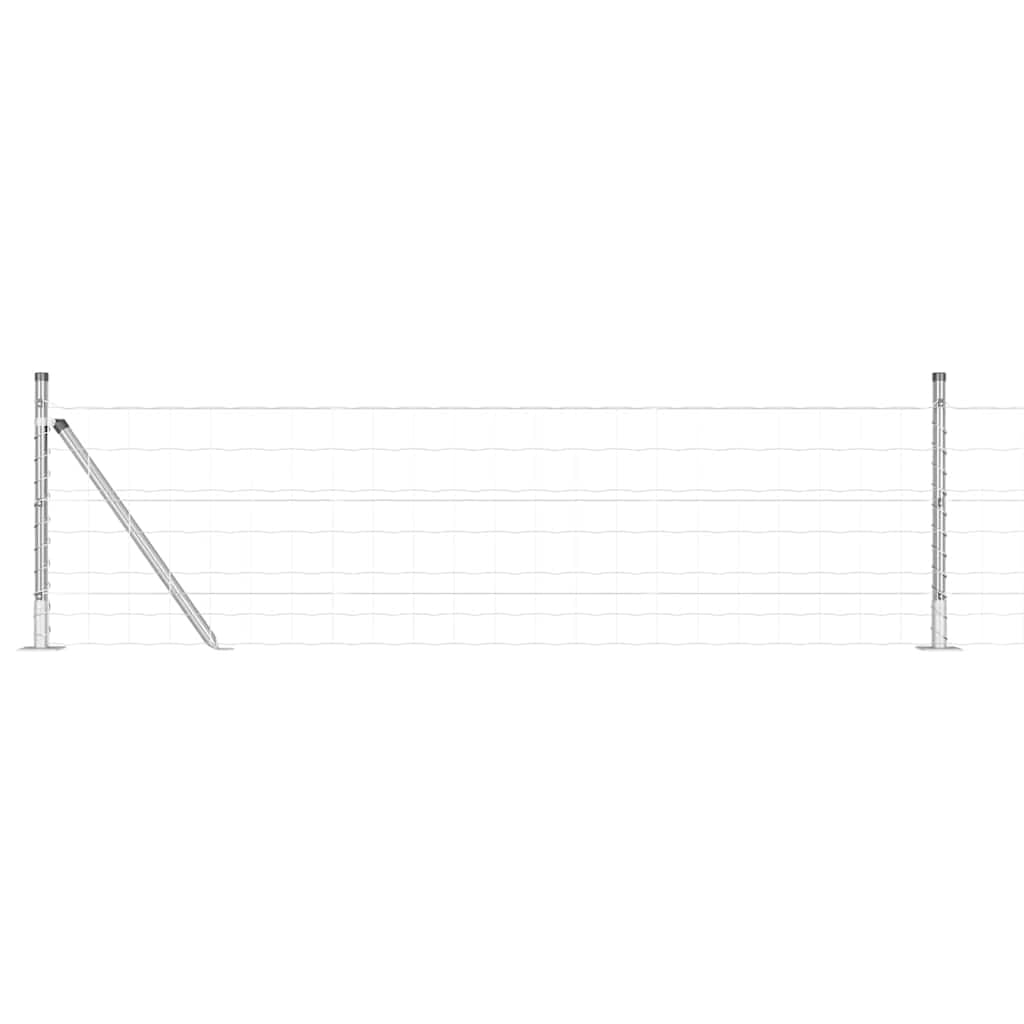 Silver Steel Fence with Post 0.4 x 50 m Outdoor Garden Boundary Kit Weather Resistant Secure Setup Modern Privacy Barrier for Terrace and Pet Enclosure 22 Posts Included