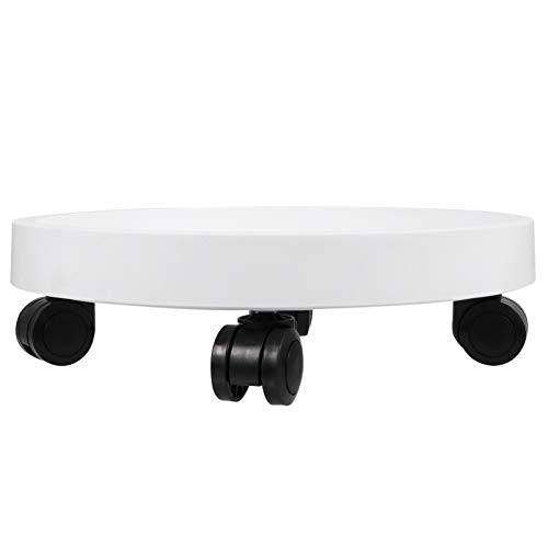DOITOOL Blumentopf Gefäßroller Pflanzenroller Pflanzenuntersetzer Rollen Weiß 32cm Pflanzentopf Rollen Pflanzgefäß Untersetzer Pflanzerständer Transporthilfen Garten Zuhause Büro