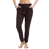 Walifrey Womens Joggers with Pockets, Drawstring Sweatpants Women for Lounging Jogging Gym and Workout DeepBrown,1 Pack DeepBrown L