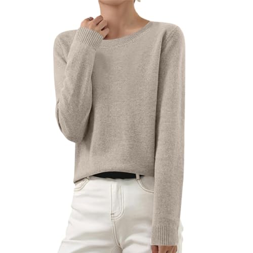 Pullover Damen Elegant Merino Shirt Dünne Leichte Strickpullover V-Ausschnitt Langarm Winterpulli Warm Gefütterte Winterpullover Plüsch Langarmshirt Lässig Strick Wollpullover Herbst Winter Sweaters