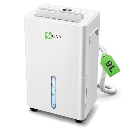 Deshumidificateur d Air 9L/Jour, Déshumidificateur Electrique, Minuterie 24H, Verrouillage pour Enfants, Protection Anti Débordement, 60m³(25m²), pour...
