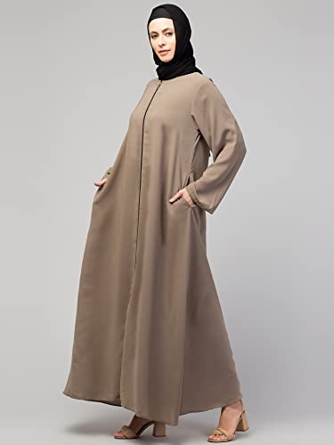 Image of Mallika Women Modest Wear Nida Matt Front Open Zipper Abaya Burkha for Everyday use
