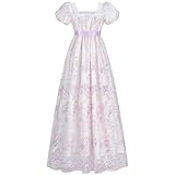 FCCAM Regency Dresses for Women Puffy Sleeves Victorian Dress Costume Empire Waist Regency Ball Gown Purple S