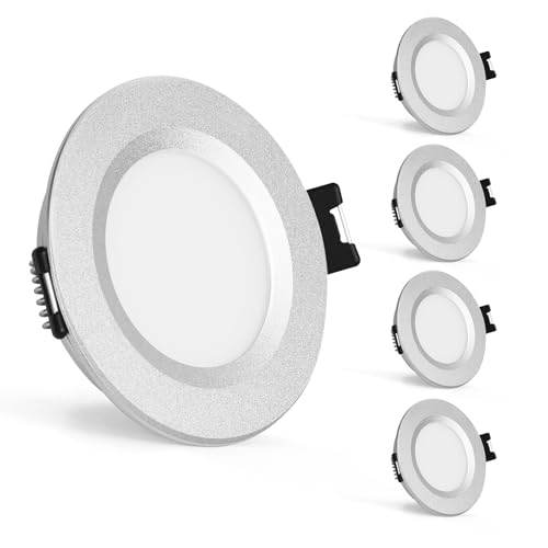 Gr4tec 4er Set LED Einbaustrahler 12V IP44 Alu LED Spot Flach Dimmbar Warmweiß 3000K 240LM 3W Deckenspots 12mm Ultra Flach Loch 58-62mm Deckenspots für Wohnwagen Wohnmobil Boot Kleiderschrank