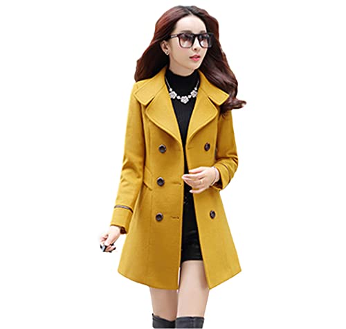 Veste en laine femme jaune mi-longue idéale pour vos sorties d'hiver