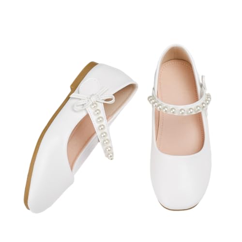 Little Girls Pearl Strap Mary Jane Ballet Flats Bowknot Flower Girl Princess Dress Shoes for Wedding, Party, School3
