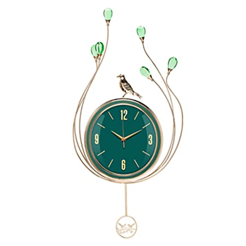 EHVYBDX Reloj de pared de péndulo silencioso, de metal, decorativo, funciona con reloj de pared silencioso sin tictac con péndulo, arte de pared sin tictac
