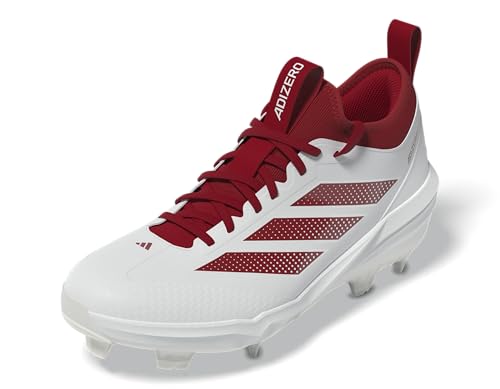 adidas Men's Adizero Impact 2.0 TPU Baseball Sneaker, White/Team Power Red/Team Power Red, 13.5