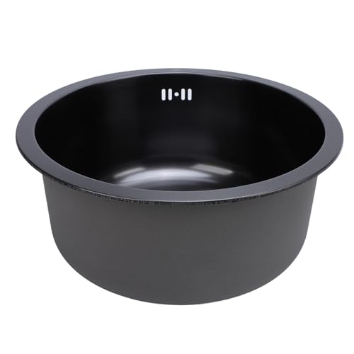 Jeffergarden Fregadero de Barra Pequeño, Fregadero Redondo de Acero Inoxidable de un Recipiente, Diseño Duradero para Tocador de Cocina y Baño (Nanonegro)