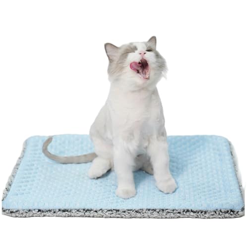 WKWLK Two Uses'Cat Mat,Cooling&Self Warming Cat Mat.18 * 24in-Cooling Cat Pad.Hot/Cold Mat for Pets.Cats self Heating pad.Dogs and Cats with Ice Gel Bag,Temperature Lock Design,Machine Washable