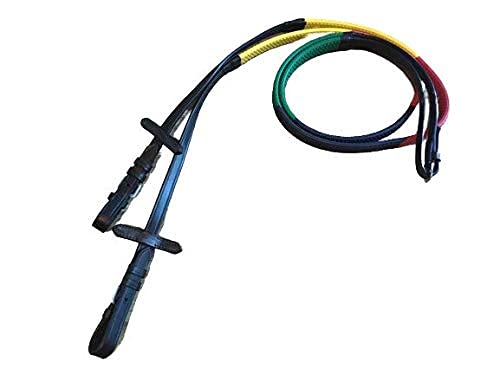 Cwell Equine - Redini da allenamento in gomma multicolore arcobaleno, per cavalli, pannocchie e pony, colore: nero