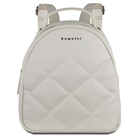 Bugatti Cara Rucksack für Damen - Kleiner Damenrucksack, Stadtrucksack, Backpack, Alltagsrucksack, Frauen Tagesrucksack für die Schule Uni Arbeit Reisen in Weiß Cover