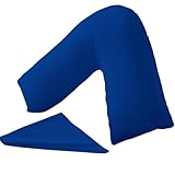 KANAK Taie d'oreiller en forme de V unie en polycoton pour soutien du dos et du cou - Housse de coussin orthopédique/de grossesse/d'allaitement - Bleu roi