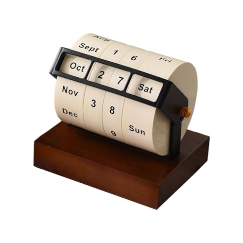 Baoblaze Wooden Rotating Countdown Calendar, Stable Portable Desk Calendar, Rotating