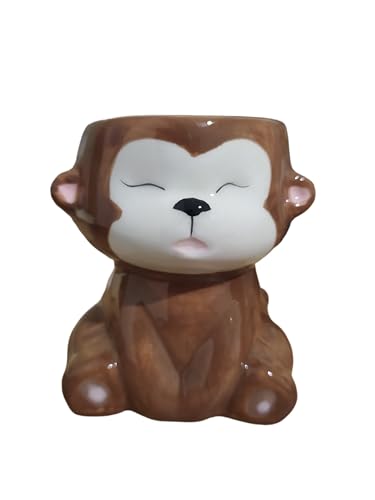 Cute Cartoon Animal Shaped Succulent Cactus Plant Pots-Plants Not Included (About 2.8 Inches) (Monkey)