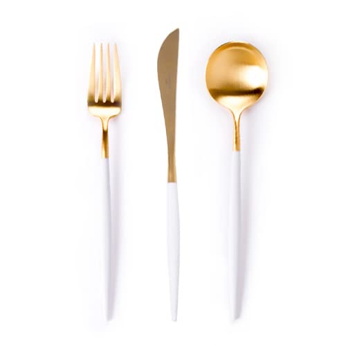 Amazon | Cutipol GOA クチポール ゴア ホワイト×ゴールド ディナー3本