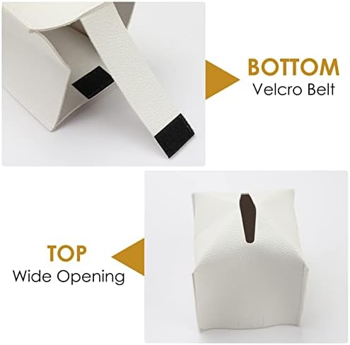 Tissue Box Cover Square Leather Box Holder 2pcs Delicate Decoration Tissue Organizer White Napkin Dispenser Cube Tissue Paper Cover Case for Restaurant Home Office Hotel Car