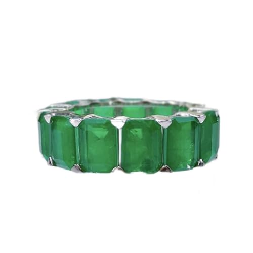 Bague émeraude de mariage en argent 925 étincelante 5x7mm