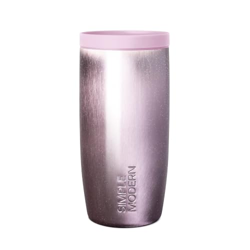 Image of Simple Modern Travel Coffee Mug Tumbler with 360 Lid | Ceramic-Lined Insulated Stainless Steel Cold Brew Iced Coffee Cup | Gift for Women Men Her | Voyager Signature | 16oz | Strawberry Milk Cateye