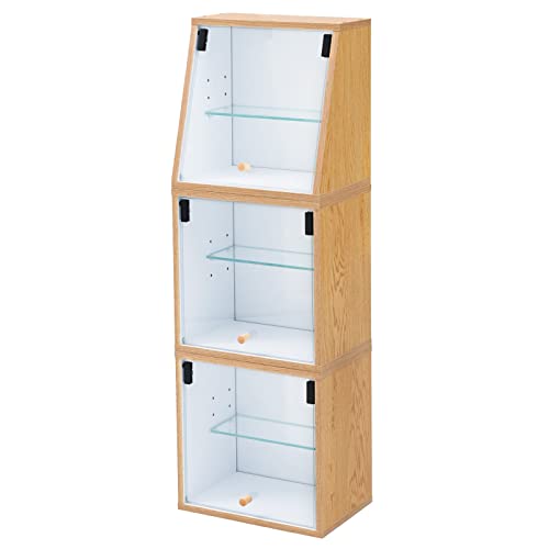 PaletteLife Schrankbox Curio 2 Stück | Vitrine Mit Glastür, Holzmaserung, Verstellbaren Regalen | Für Figuren & Sammelstücke