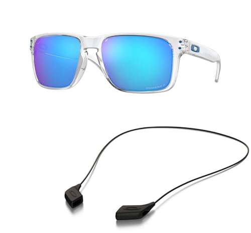 Oakley OO9417 Sunglasses Bundle: OO 9417 HOLBROOK XL 941707 Polished Clear and Large Black leash Accessory kit2