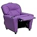 Flash Furniture Chandler Vinyl Kids Recliner with Cup Holder and Safety Recline, Contemporary Reclining Chair for Kids, Supports up to 90 lbs., Lavender
