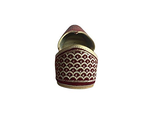 Mens Punjabi Jutti Sherwani Shoes Mehroon Gold Zari Khussa Shoes Formal Sandals Ethnic Footwear4