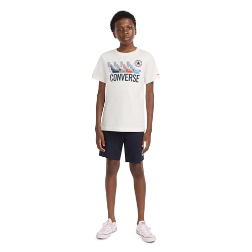 Converse Boys' 4 Sneakers Short Sleeve T-Shirt, Egret, X-Large — view 3