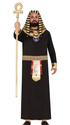 FIESTAS GUIRCA | Disfraz Egipcio Adulto Hombre (52-54/L) - Vestido, Cinturón, Cuello y Tocado - Ideal para Fiestas Temáticas y Halloween - Disfraces de Faraón y Antiguo Egipto - Negro y Dorado