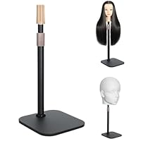 SK-QACD Mannequin Head Stand Tripod for Hairdresser Practice Style Display Human Hair Mannequin Head Manikin Cosmetology Doll Training Head Mini Adjustable Metal Holder