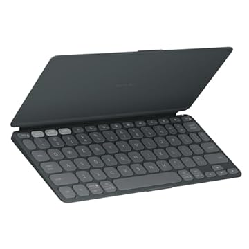 Teclado Sem Fio Portátil Logitech Keys-To-Go 2 para Tablets, iPad, iPhone, macOs e Windows, com Capa Integrada, Conexão Bluetooth e Easy-Switch para até 3 Dispositivos - Grafite