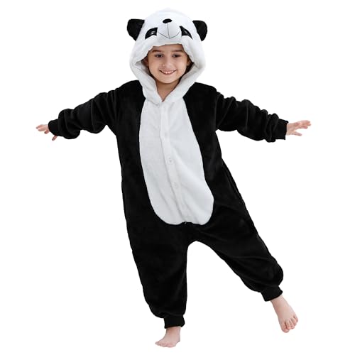 BETTERFUN Unisex Kids Animal Clothes Soft Flannel Halloween Christmas Jumpsuit for 9-10 Years, Panda