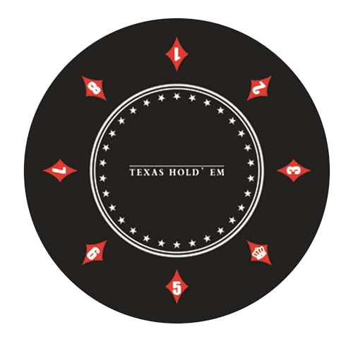 Fiita Texas Holdem Pokermatte 60/80/100cm Rund Tragbarer Pokertisch Pokerteppich Deco Layout Druck f&uuml;r 8 Spieler Spiellayout-Matte mit Tragetasche zum Spielen von Karten Pokertuch