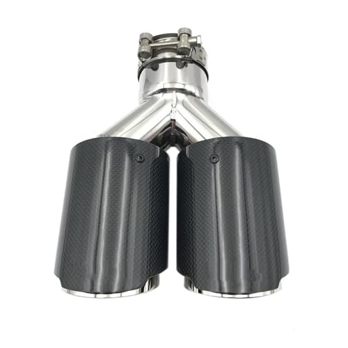 Fibra de carbono brillante en escape de coche doble universal con boca ancha de 114mm