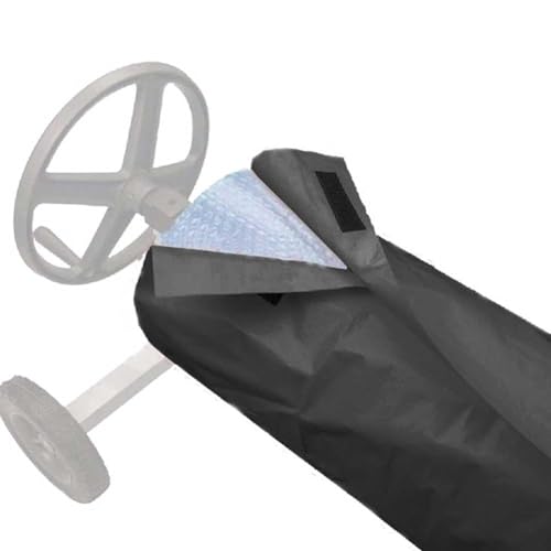 FUANA Rodillo para manta solar para piscina, 490 x 96 cm, poliéster 190T recubierto de plata, gris/negro