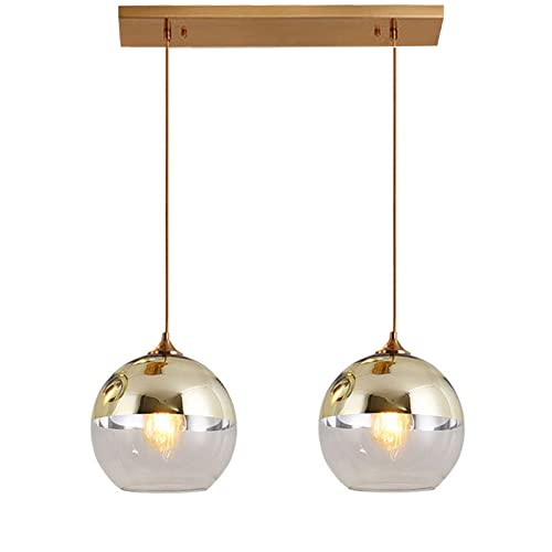 Lustre de cuisine suspendu anti éblouissement avec globes en verre occultant or