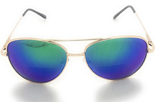 2 Pairs Bifocal Reading Sunglasses for Women or Men 100% UVA & UVB Aviator Mirrored Lens2