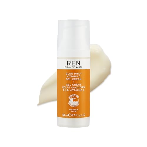 REN Clean Skincare Glow Daily Vitamin C Gel Cream | Lightweight Moisturiser for Instant Daily Brightening | Firmer & Plumper Skin | Vegan | Step 4: Moisturise