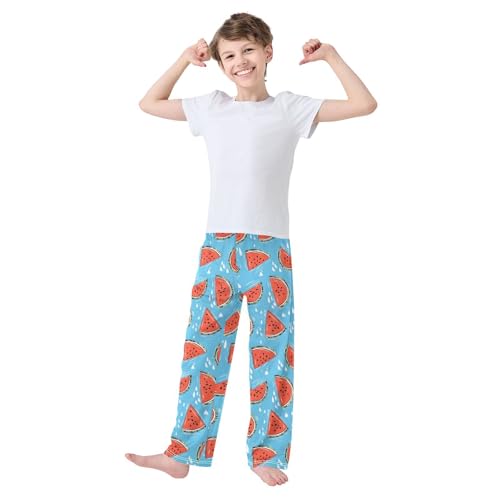 ALAZA Red Watermelon Water Drop Pajama Lounge Pants Long Sleep Pajama Bottoms with Pockets3