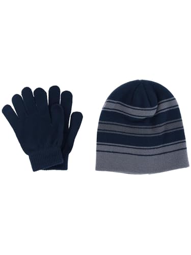 Image of Kids' 4-7 Striped 2-Piece Winter Beanie and Glove Set