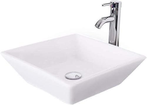 Eclife 14" Bathroom Vanity And Sink Combo White Small Vanity Square Ceramic Vessel Sink & 1.5 Gpm Water Save Faucet & Solid Brass Pop Up Drain (A07B08W) #TOP3