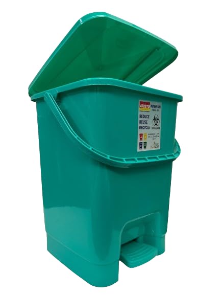 Image of ARISTO Plastic Pedal Dustbin With Handle 20 ltr Green