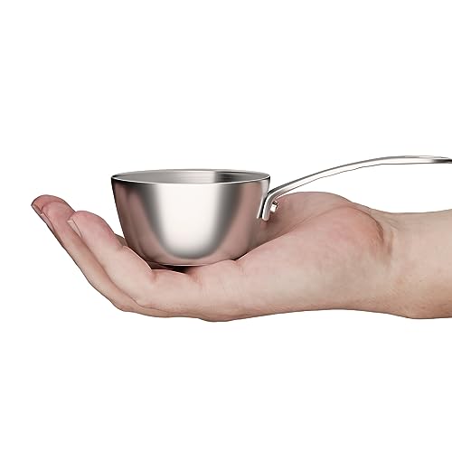 Macevia Mini Sauce Pan,18/10 Stainless Steel Butter Warmer Small Pot Cooking with Handle, Multipurpose Use for Home Kitchen or Restaurant (5oz/150ml) - Silver