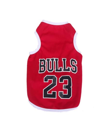 Morycat 可愛い 小中型犬服 Tシャツ 春夏用 ドッグウェア ベスト 通気メッシュ 涼しい バスケットボールユニフォーム ノースリーブ お散歩 お出かけ スポーツ服 わんこ服 猫服 (レッド,M)