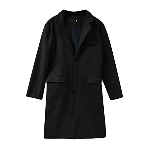 Ymosrh Men's Winter Trench Coat Single Breasted Notched Lapel Long Jacket Casual Fall Business Peacoat Overcoat, XL-4XL4